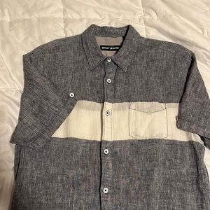 DKNY cotton linen slim fit button up